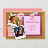 Pink Girl Corkboard Creative Birthday Invitation (Devant / Derrière)