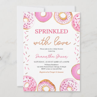 Pink Girl Donuts Baby shower Kaart