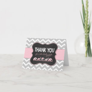 Pink Girl Elephants baby shower bedankbriefjes Bedankkaart