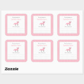 Pink Girl Fox bookplate carré autocollant (Feuille)