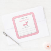 Pink Girl Fox bookplate carré autocollant (Enveloppe)