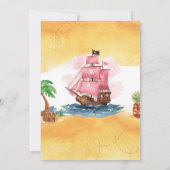 Pink Girl Pirate Thème Anniversaire invitation (Dos)