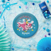 Pink Girl Shark Baby Birthday Party Papieren Bordje (Feest)