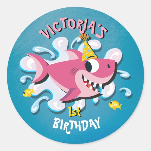 Pink Girl Shark stickers bébé (Devant)