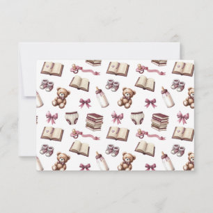 Pink Girl Teddy Bear Baby shower Nieuw hoofdstuk Bedankkaart