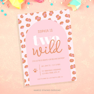 Pink Girl Two Wild 2nd Birthday Invitation