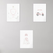 Pink girls golf nom personnalisé jeu de 3 affiche (Recto)