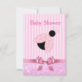 Pink Girl's Ladybug Baby shower Invitation Kaart (Voorkant)
