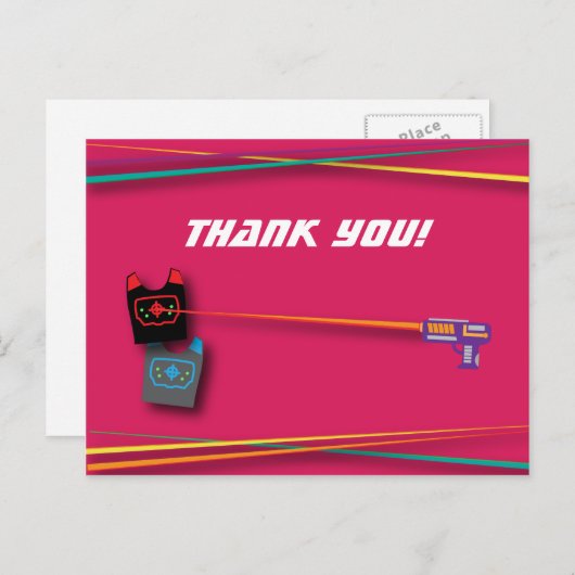 Pink Girl's Laser Label Verjaardagsfeest Dank u Briefkaart (Voorkant / Achterkant)