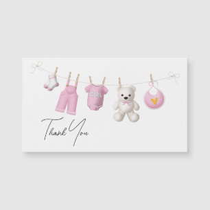 Pink Girly Baby Design Elegant Script Bedankt