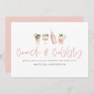 Pink girly bachelorette weekendbrunch & bubbly kaart