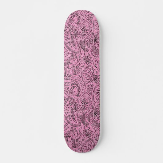 Pink Girly Boho Sketch Glitter Glam Monogram Skateboard (Voorkant)