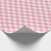 Pink Girly Checker Checkerboard Checkered Retro Cadeaupapier (Hoek)