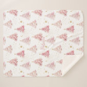 Pink Girly Christmas Tree  Sherpa Deken (Voorkant (horizontaal))