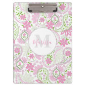 Pink Girly Cute Chic Preppy Paisley Monogram Klembord (Voorkant)