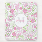 Pink Girly Cute Chic Preppy Paisley Monogram Muismat (Voorkant)