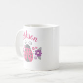 Pink Girly gepersonaliseerde lieveheersbeestje Mok (Voorkant links)