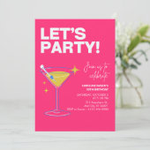Pink Girly Party Modern 30th Birthday Invitation   (Debout devant)