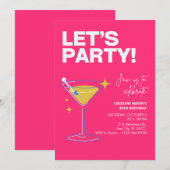 Pink Girly Party Modern 30th Birthday Invitation   (Devant / Derrière)