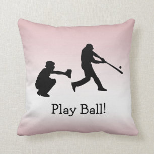 Pink Girly Play Ball Baseball Sports Pillow Kussen