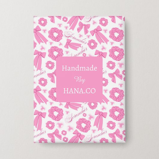 Pink Girly Scrunchies Pattern Cute Hair Accessory  Button (Voorkant)