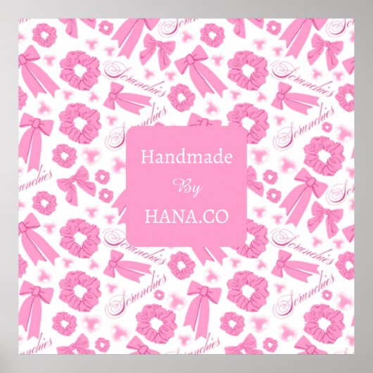 Pink Girly Scrunchies Pattern Cute Hair Accessory  Poster (Voorkant)