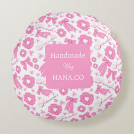 Pink Girly Scrunchies Pattern Cute Hair Accessory  Rond Kussen