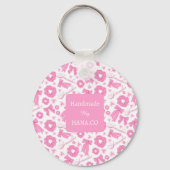 Pink Girly Scrunchies Pattern Cute Hair Accessory  Sleutelhanger (Voorkant)