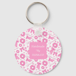 Pink Girly Scrunchies Pattern Cute Hair Accessory  Sleutelhanger
