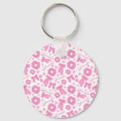 Pink Girly Scrunchies Pattern Cute Hair Accessory  Sleutelhanger (Achterkant)