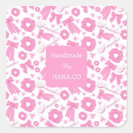 Pink Girly Scrunchies Pattern Cute Hair Accessory  Vierkante Sticker