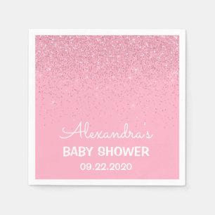 Pink Girly Sparkly Glitter Baby shower Servet