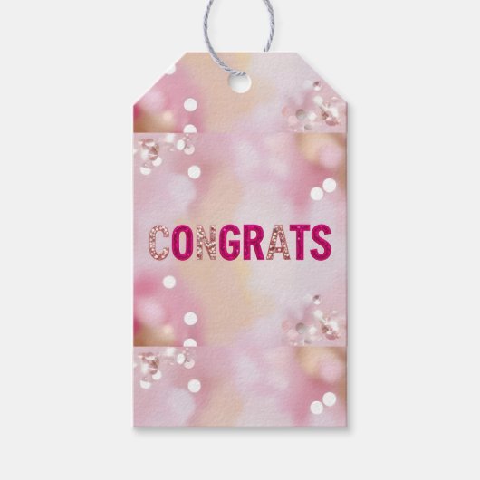 Pink Glam "Congrats" Gift Label Cadeaulabel (Voorkant)