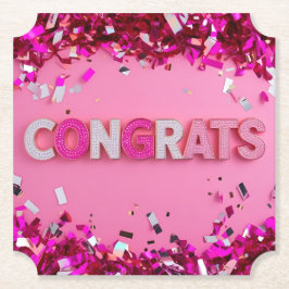 Pink Glam "Congrats" Onderzetters