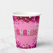 Pink Glam "Congrats" Papieren bekers (Voorkant)