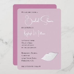 Pink Glam Diamonds Kiss Lips Vrijgezellenfeest Folie Uitnodiging