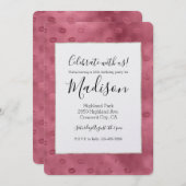 Pink Glam Glitzy Lips Birthday Kaart (Voorkant / Achterkant)