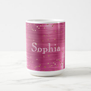 Pink Glam Gold Sparkle Confetti gepersonaliseerd Koffiemok