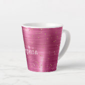 Pink Glam Gold Sparkle Confetti gepersonaliseerd Latte Mok (Rechterhoek)