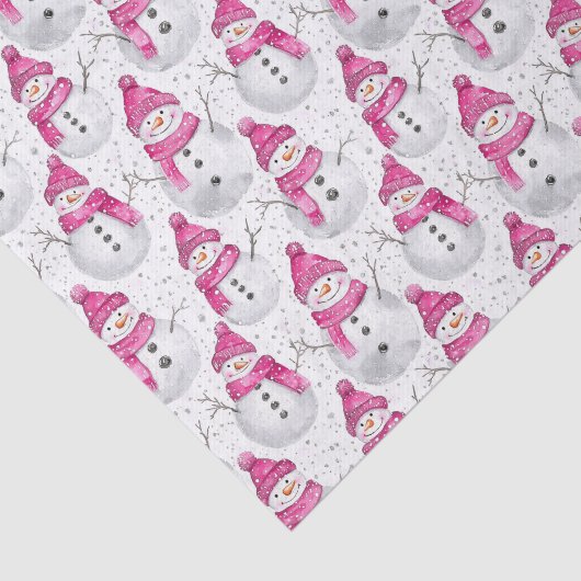 Pink Glam Snowman Snowwoman Christmas Tissuepapier (Detail)