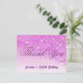 Pink Glitter, 100ste verjaardag Briefkaart (Staand voorkant)