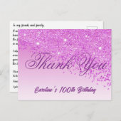 Pink Glitter, 100ste verjaardag Briefkaart (Voorkant / Achterkant)