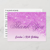 Pink Glitter, 90ste verjaardag Briefkaart (Voorkant / Achterkant)