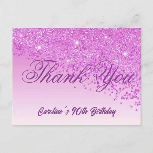 Pink Glitter, 90ste verjaardag Briefkaart (Voorkant)