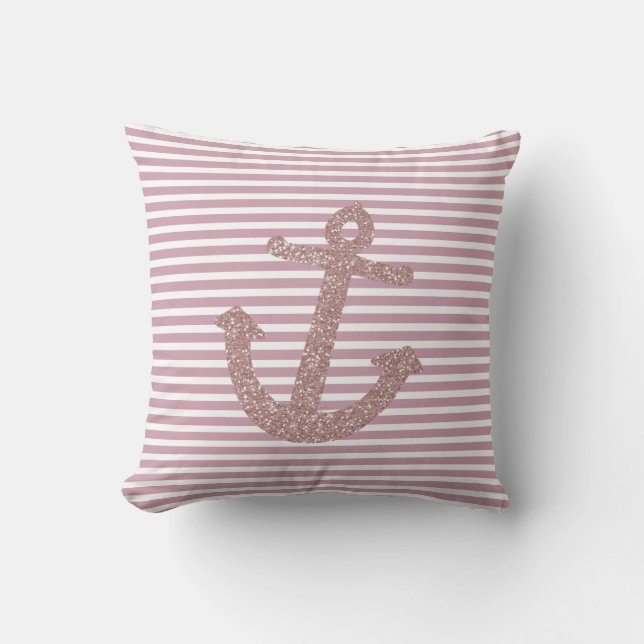 Pink Glitter Anchor Kussen (Voorkant)