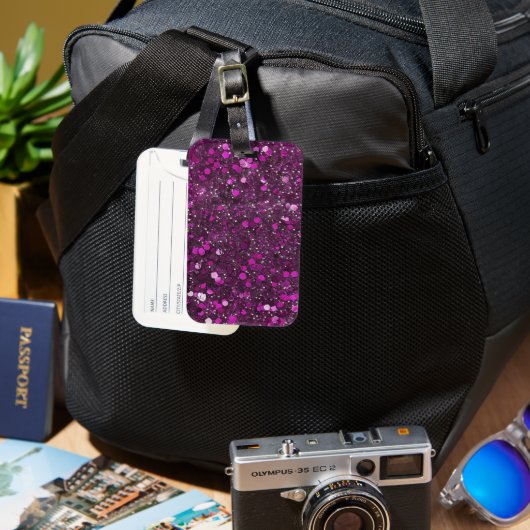 Pink Glitter Bagagelabel (Voorkant & Achterkant)