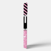 PINK GLITTER BLACK CHEVRON MONOGRAMMED Case-Mate iPhone CASE (Achterkant / Rechts)