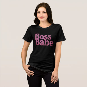 Pink Glitter Boss Babe Tri-Blend Shirt