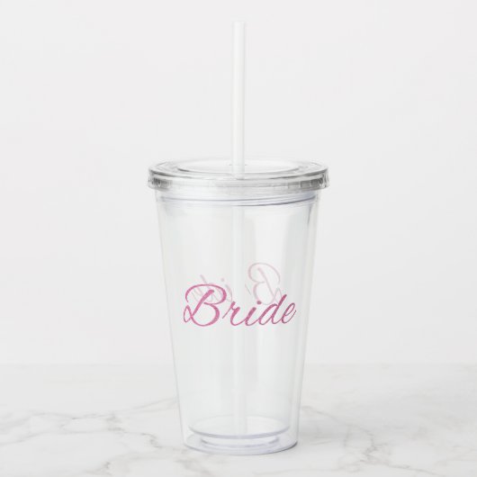 Pink Glitter Bruid Wedding Acryl Drinkbeker (Voorkant)