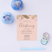 Pink Glitter Budget Christening Flyer (Enkel)